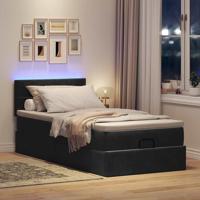 Ottoman bed met matras en LED's 90x190cm fluweel zwart - thumbnail