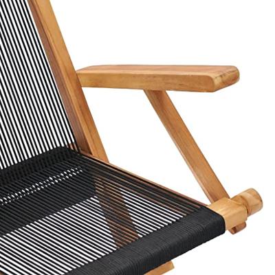 VidaXL Opklapbare stoelen, 2 stuks, massief teakhout en touw