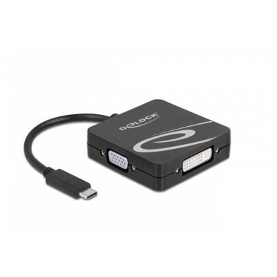 Delock USB 2.0 Adapter [1x USB-C stekker - 1x VGA-bus, DVI-bus 24+5-polig, HDMI-bus, DisplayPort bus] 63129