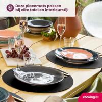 Cookinglife 6 Placemats + 6 Onderzetters - Rond - Vegan leer - Zwart - thumbnail
