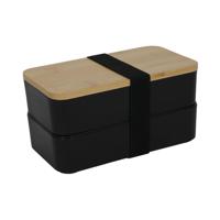 Lunchbox met bestek dubbel 18x10x9,5cm - thumbnail