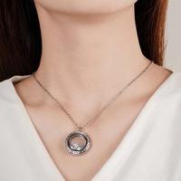 Ketting met ronde hanger & kristal - thumbnail