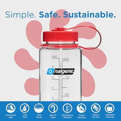 Nalgene Wide-Mouth Sustain 0,5L Drinkfles Clear/Red Cap 0,5L Nalgene Wide-Mouth Sustain 0,5L Drinkfles Clear/Red Cap 0,5L