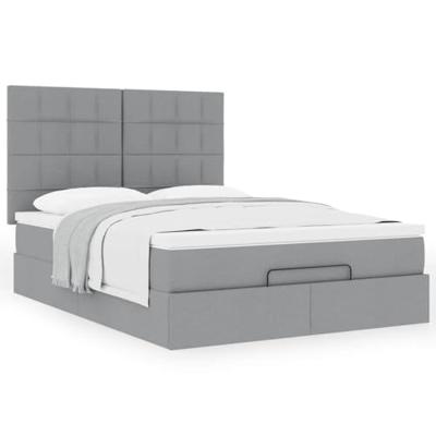 Ottoman bed met matras 140x200cm stof lichtgrijs