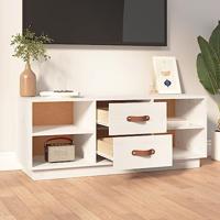Tv-meubel 100x34x40 cm massief grenenhout wit - thumbnail
