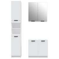 3-delige Badkamerkastenset bewerkt hout wit - thumbnail