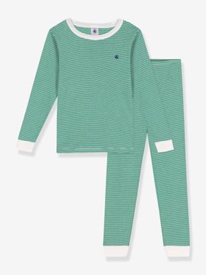 Pyjama voor kinderen in katoen met strepen PETIT BATEAU® groen, gestreept
