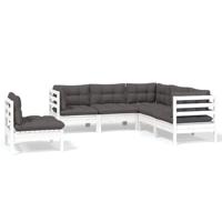 5-delige Loungeset met kussens grenenhout wit - thumbnail