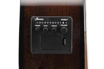 Ibanez AEGB24FE Mahogany Sunburst High Gloss fretloze elektrisch-akoestische basgitaar - thumbnail