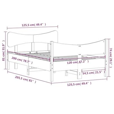 Bedframe zonder matras massief grenenhout 120x200 cm Bedframe zonder matras massief grenenhout 120x200 cm