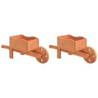 VidaXL Plantenbakken kruiwagen 2 st 47x15x19 cm massief vurenhout - thumbnail