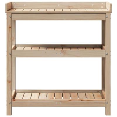 VidaXL Oppottafel met schappen 82,5x45x86,5 cm massief grenenhout