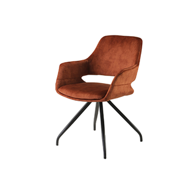 LivingFurn Eetkamerstoel 'Capp' Velvet, kleur Roest