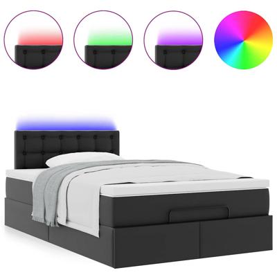 Bed poef met matrassen en LED's 140x200cm kunstleer zwart