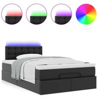 Bed poef met matrassen en LED's 140x200cm kunstleer zwart - thumbnail