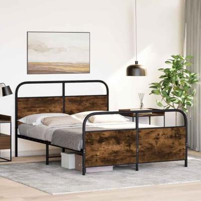 Bedframe zonder matras bewerkt hout gerookt eiken 120x200 cm