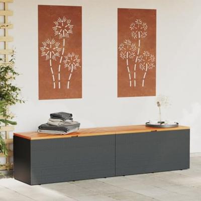 Tuinbox 220x50x54 cm poly rattan en acaciahout zwart