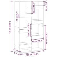 Boekenkast 100x33x175 cm bewerkt hout zwart - thumbnail