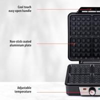 Alpina wafelijzer brusselse wafels antiaanbaklaag 4 wafels 1200w - thumbnail