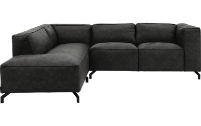 Goossens Bank Calvin grijs, micro leer, 2-zits, modern design met ligelement links