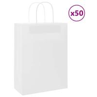 VidaXL Papieren zakken 50 st met hengsels 26x12x35 cm wit - thumbnail