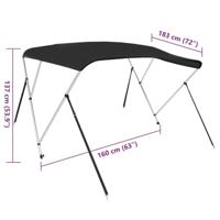 Biminitop 3 bogen 184x170x133 cm zwart - thumbnail