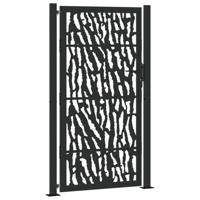 Poort met sporenontwerp 105x180 cm staal zwart - thumbnail