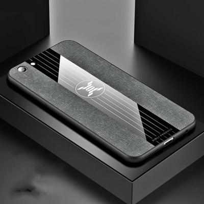 Voor OPPO A59 XINLI stiksels doek Textue schokbestendig TPU beschermhoes (grijs)