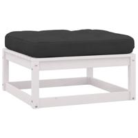 Tuinvoetenbank met kussen massief grenenhout wit - thumbnail