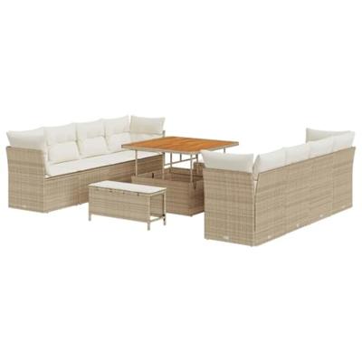 Tuinbankenset 11 pcs Beige poly rattan