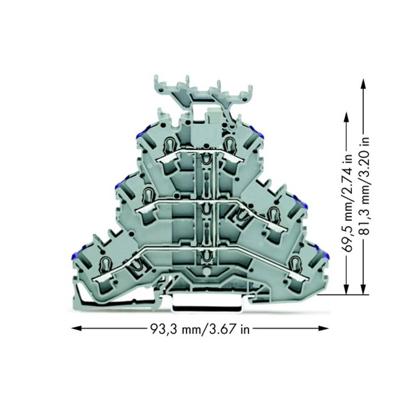 WAGO 2002-3238 Doorgangsklem 3-etages 5.20 mm Spanveer Toewijzing: L Grijs 50 stuk(s)