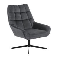 Sohome Draaifauteuil 'Nela' Velvet, kleur Donkergrijs - thumbnail