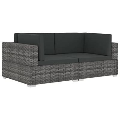 VidaXL Hoekbanken 2 st met kussens poly rattan grijs