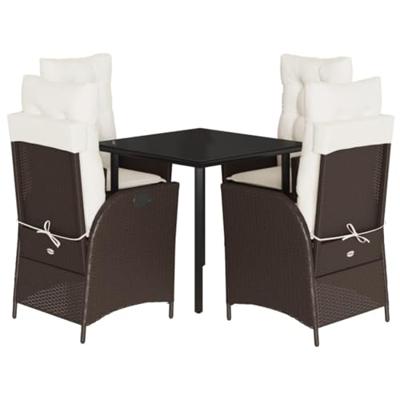 5-delige Tuinset met kussens poly rattan bruin