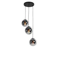 QAZQA Smart hanglamp zwart met smoke glas 3-lichts incl. Wifi ST64 - - thumbnail