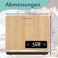 Profi Cook PC-KW 1271 Bambus Keukenweegschaal Digitaal Weegbereik (max.)=5 kg Bamboe 240 x 190 x 23 - thumbnail