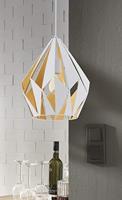 Eglo HanglampCarlton 1 31cm wit met goudkleurig - 49932 - thumbnail