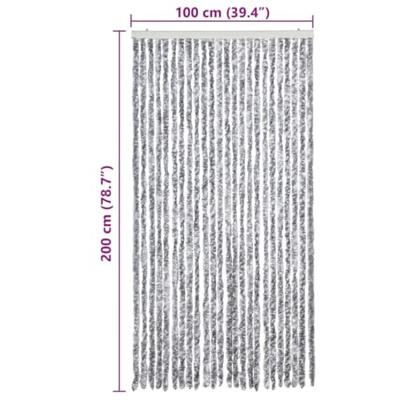 Vliegengordijn 100x200 cm chenille wit en grijs