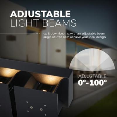 Kansas Dubbel LED Wandlamp - 12W 1200lm - IP65 Waterdicht - 3000K Warm Wit - Binnen en buiten - Kubus - Up & Down Light - Zwart