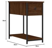 Nachtkastjes 2 st 30x60x60 cm bewerkt hout bruineikenkleurig - thumbnail