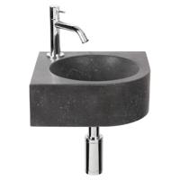 Differnz Cleo fonteinset natuursteen zwart kraan gebogen chroom 30 x 30 x 10 cm - thumbnail