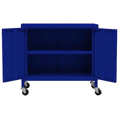Opbergkast 60x35x56 cm staal marineblauw - thumbnail
