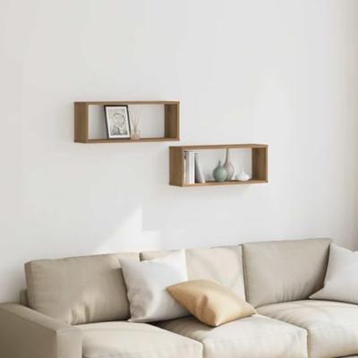 Wandschappen kubus 2 st 60x15x23 cm hout artisanaal eiken