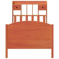 Bed met boekenkast zonder matras grenenhout wasbruin 75x190 cm - thumbnail