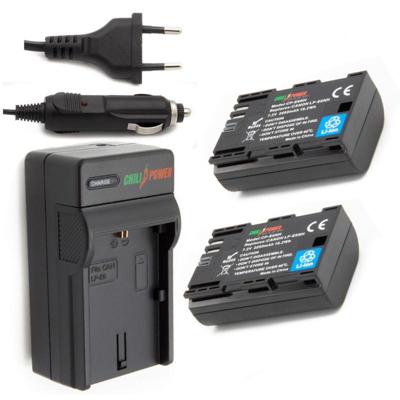 2 x LP-E6NH accu's voor Canon - inclusief oplader en autolader