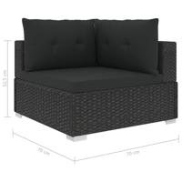 6-delige Loungeset met kussens poly rattan zwart - thumbnail