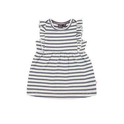 Babyface gestreepte baby jurk met biologisch katoen ecru/donkerblauw