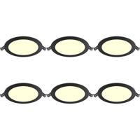 LED Downlight Inbouwspot Dimbaar 6 Stuks - Brinton Thin - 12W 1120lm 120° Bundelhoek - Warm Wit 3000K - IP40 - Rond - Zwart - Ø170mm Buitenmaat - Ø150mm Zaagmaat - thumbnail