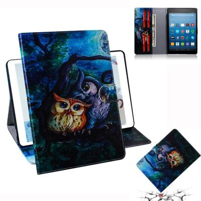 Olie uil patroon horizontale Flip lederen case voor Amazon Kindle Fire HD 8 2015/2016/2017/2018 met houder & Card slot & portemonnee