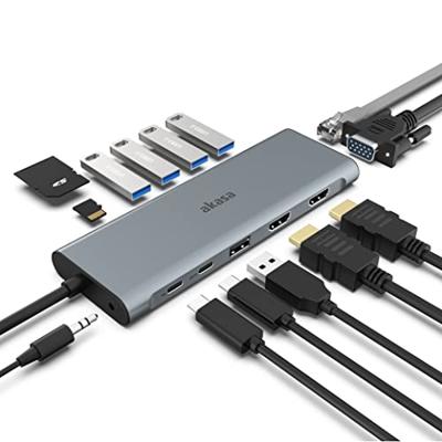 Akasa USB Type-C 14-In-1 Dock USB-C dockingstation Geschikt voor merk (dockingstation): Universeel Geïntegreerde kaartlezer, USB-C Power Delivery - thumbnail